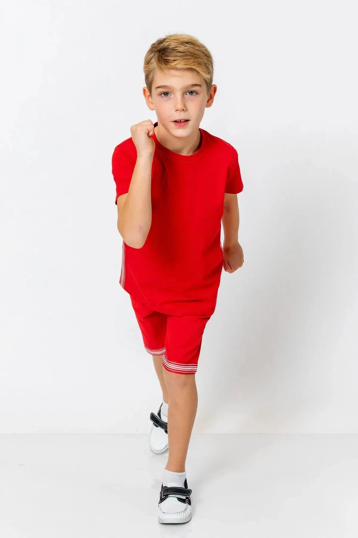 InCity Boys (3010) - Yuvarlak Yaka Yan Çizgili Ksa Kollu T-Shirt dogan-811