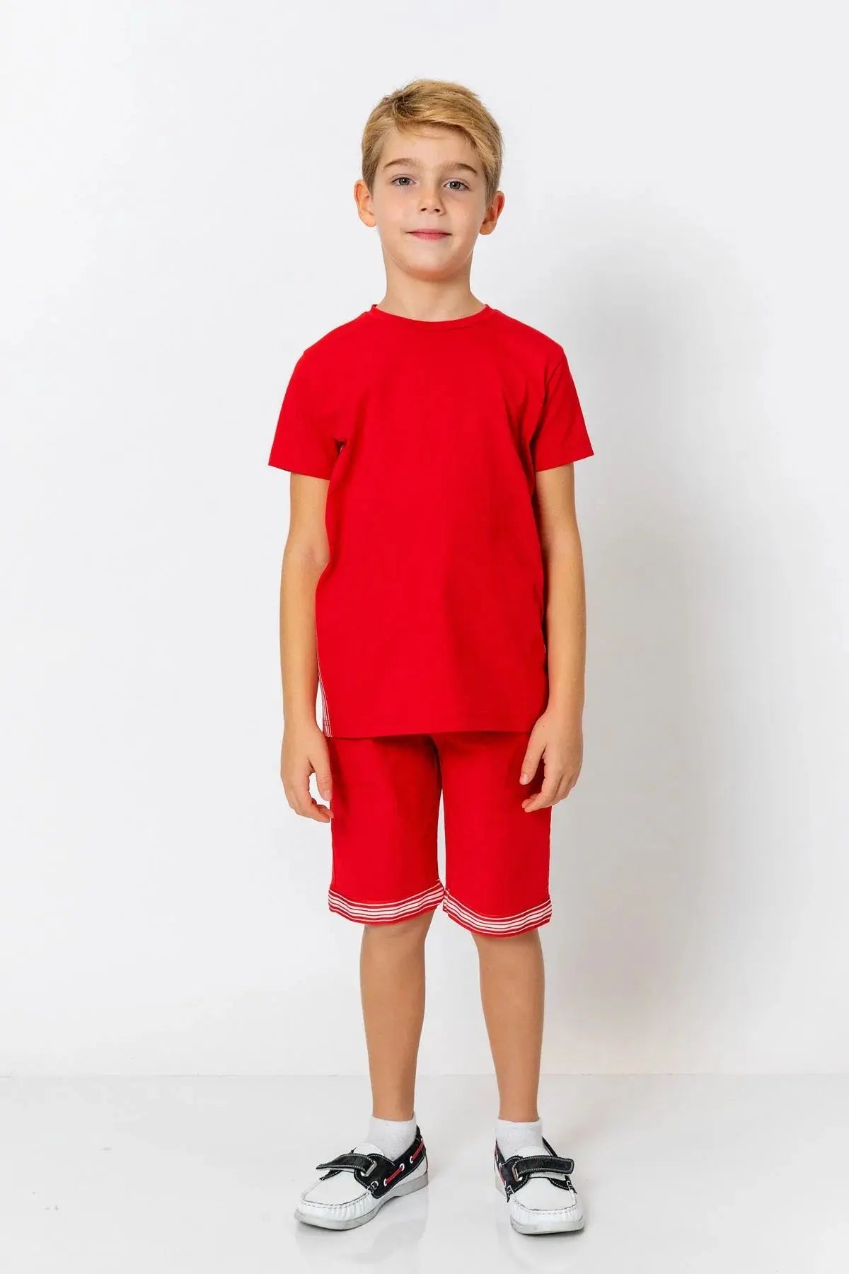 InCity Boys (3010) - Yuvarlak Yaka Yan Çizgili Ksa Kollu T-Shirt dogan-811