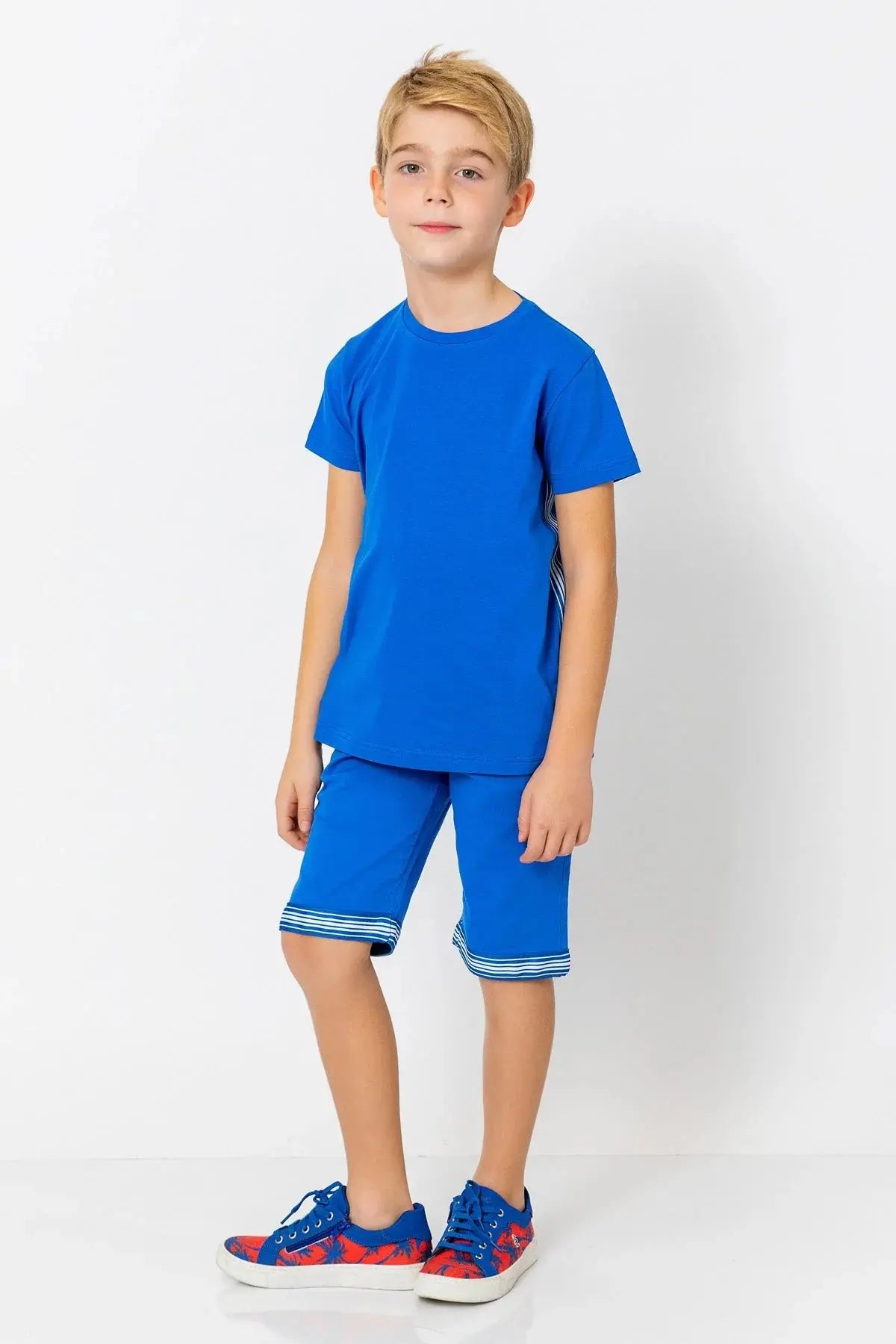 InCity Boys (3010) - Yuvarlak Yaka Yan Çizgili Ksa Kollu T-Shirt dogan-811