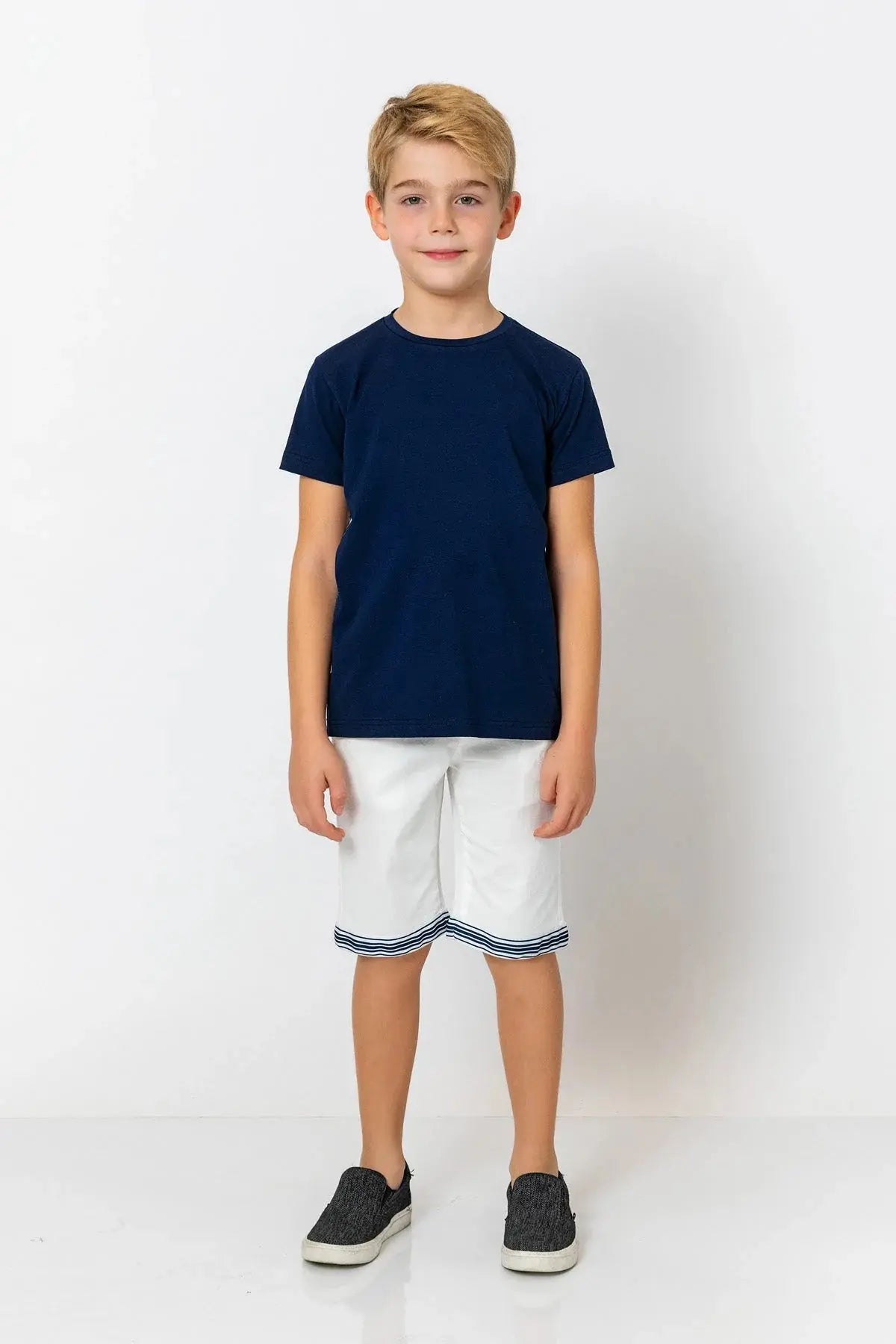 InCity Boys (3010) - Yuvarlak Yaka Yan Çizgili Ksa Kollu T-Shirt dogan-811