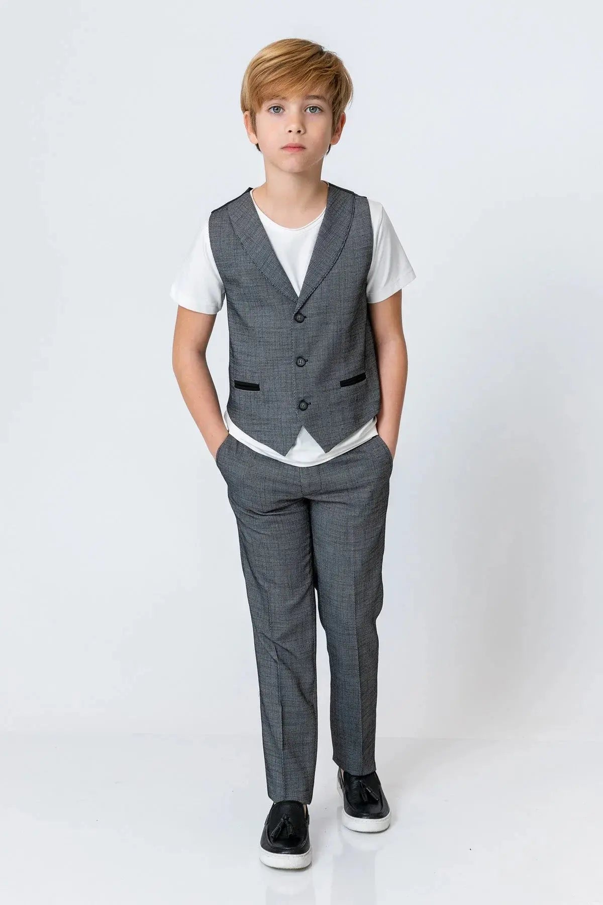 InCity Boys (3040) - Açık Yaka Düğmeli Takım Yeleği dogan-811