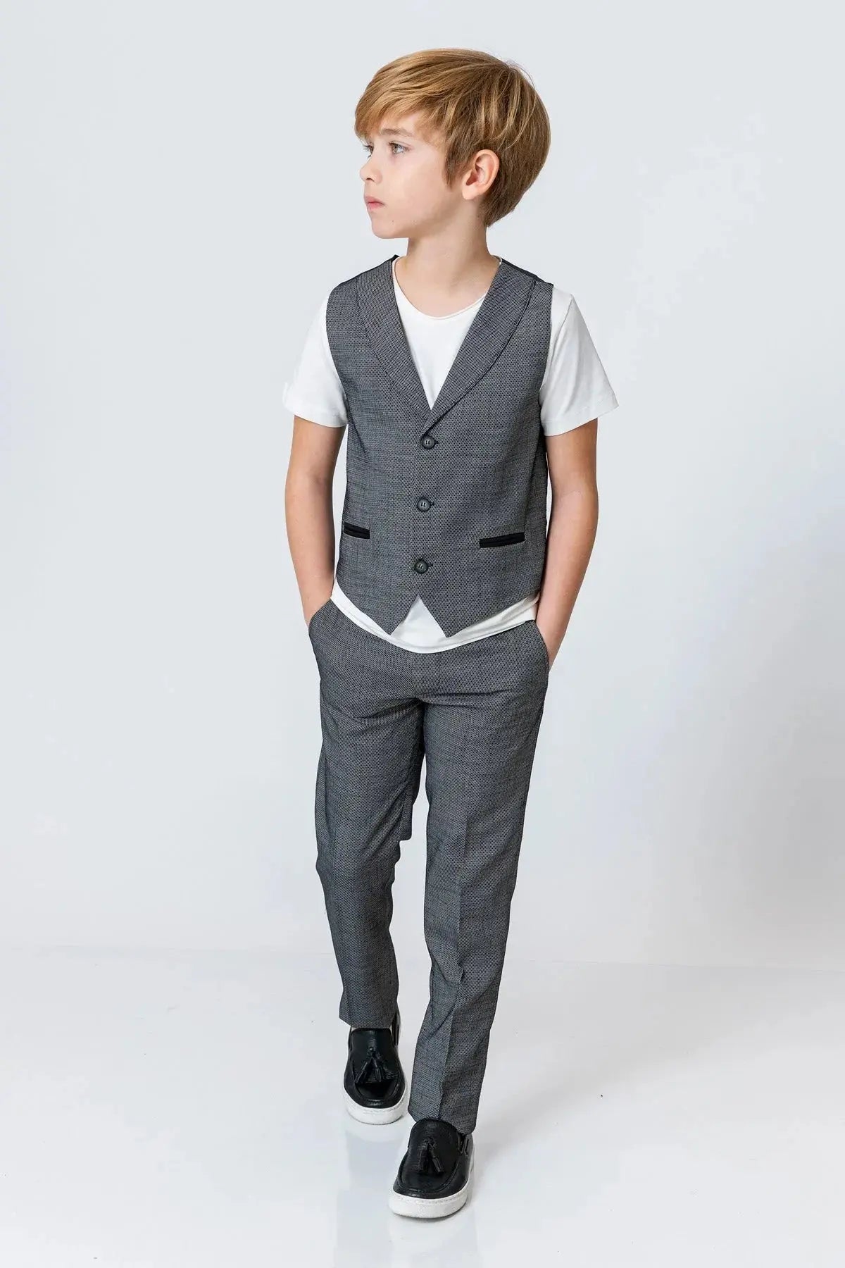 InCity Boys (3040) - Açık Yaka Düğmeli Takım Yeleği dogan-811