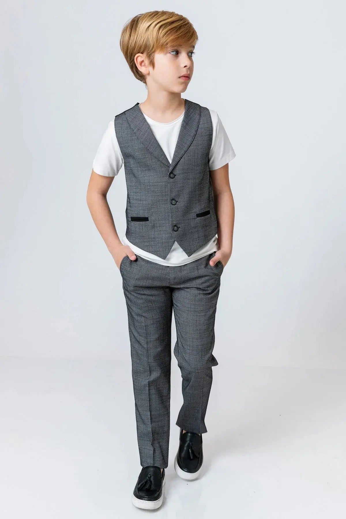 InCity Boys (3040) - Açık Yaka Düğmeli Takım Yeleği dogan-811