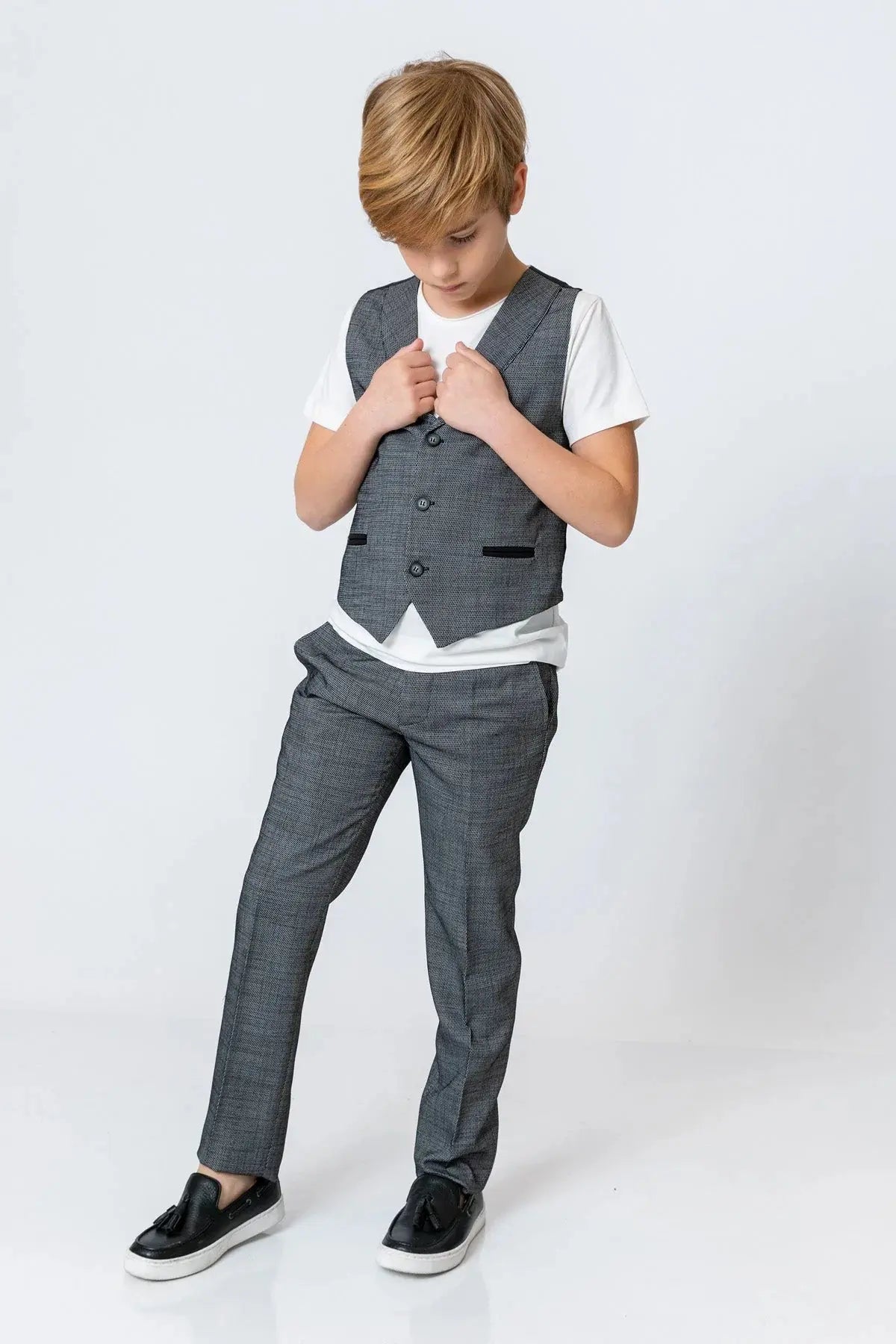 InCity Boys (3040) - Açık Yaka Düğmeli Takım Yeleği dogan-811