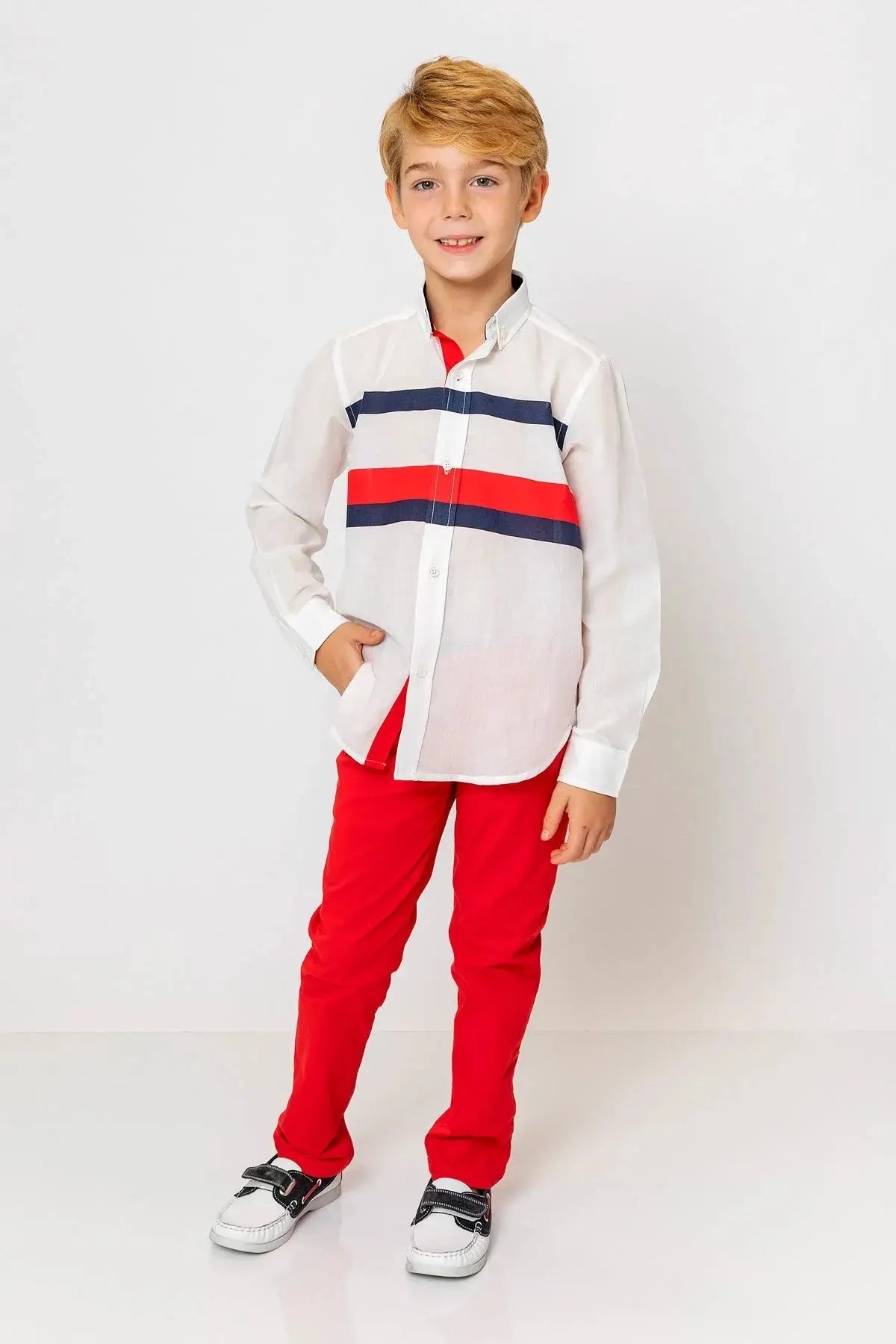 InCity Boys (3083) - Kids Collared Striped Long Sleeve Dress Shirt dogan-811