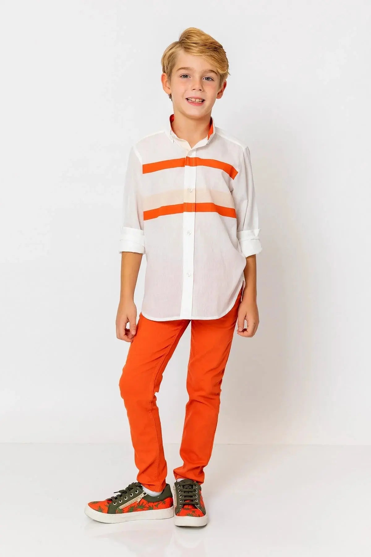 InCity Boys (3083) - Kids Collared Striped Long Sleeve Dress Shirt dogan-811