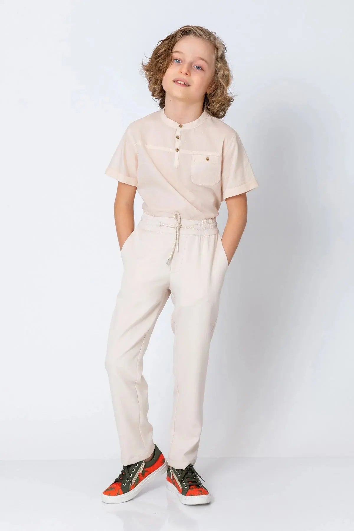 InCity Boys (3168) - Beli Lastikli Fermuarl Düz Paça Rahat Pantolon dogan-811