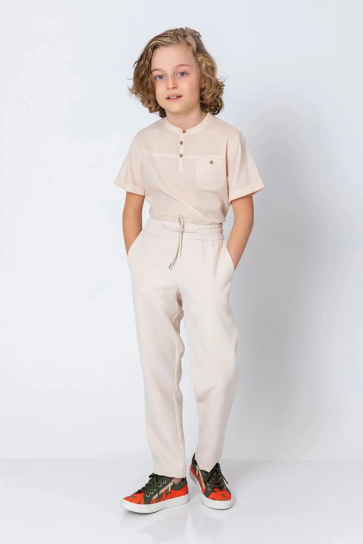 InCity Boys (3168) - Beli Lastikli Fermuarl Düz Paça Rahat Pantolon dogan-811