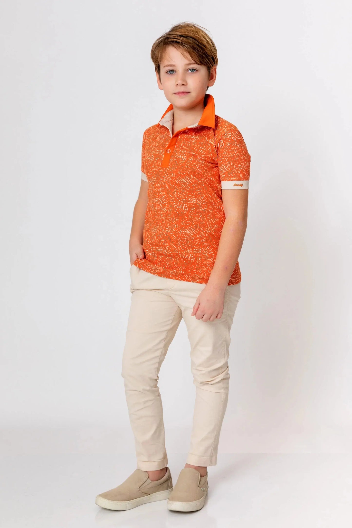 InCity Kids Boys Collared Printed Short Sleeve Button Polo Shirt InCity Boys & Girls