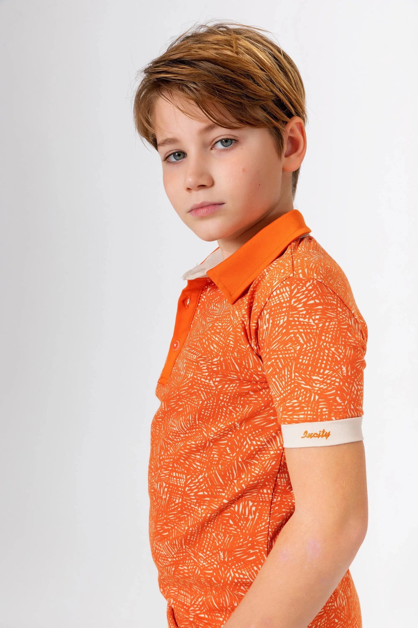InCity Kids Boys Collared Printed Short Sleeve Button Polo Shirt InCity Boys & Girls