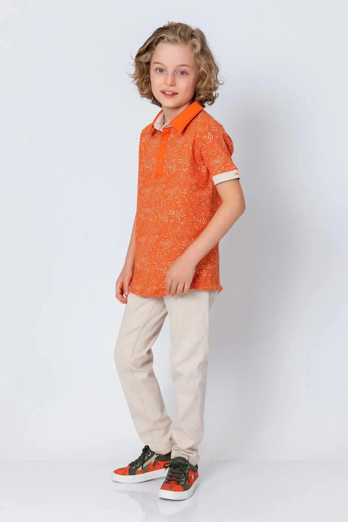 InCity Kids Boys Collared Printed Short Sleeve Button Polo Shirt InCity Boys & Girls