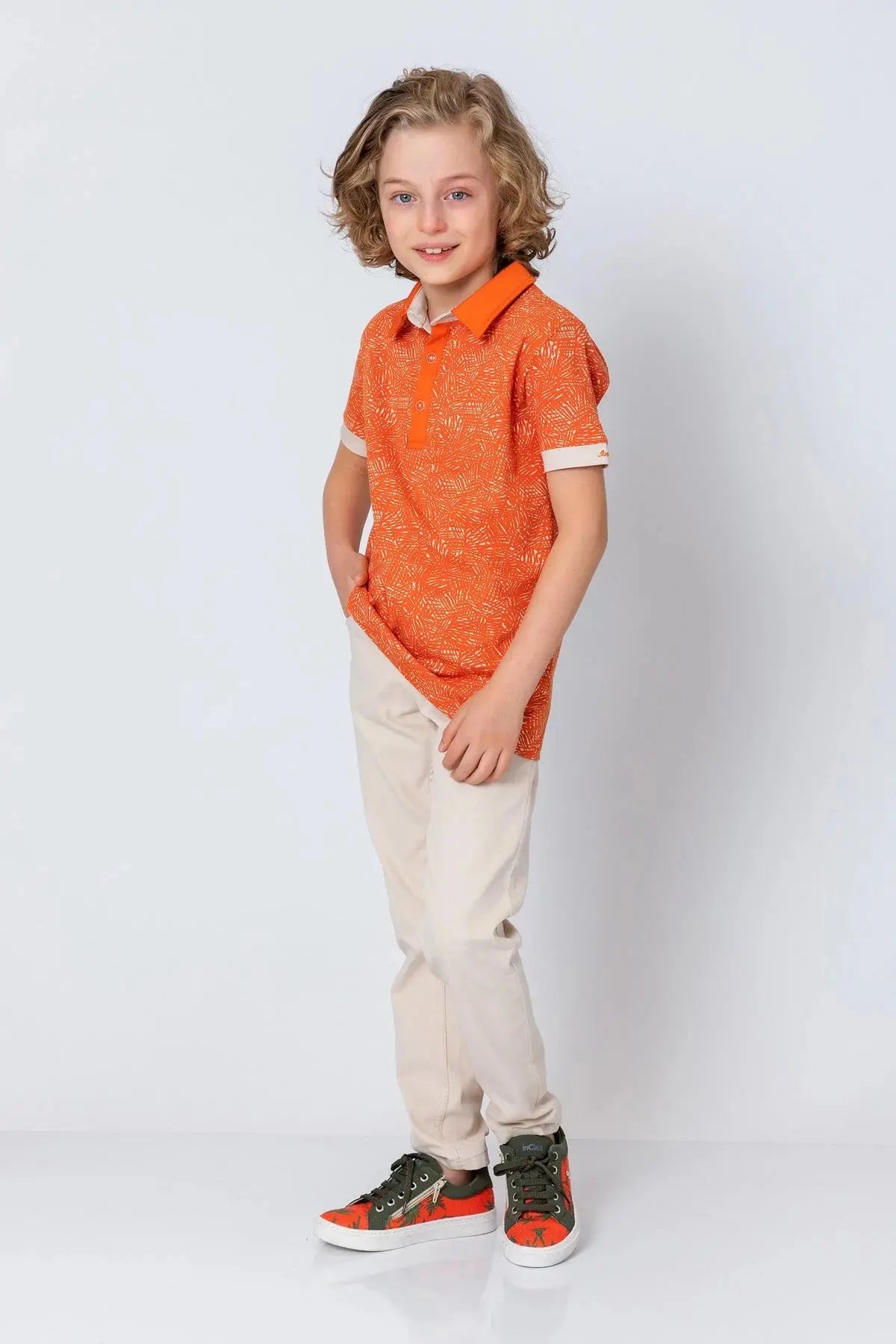 InCity Kids Boys Collared Printed Short Sleeve Button Polo Shirt InCity Boys & Girls