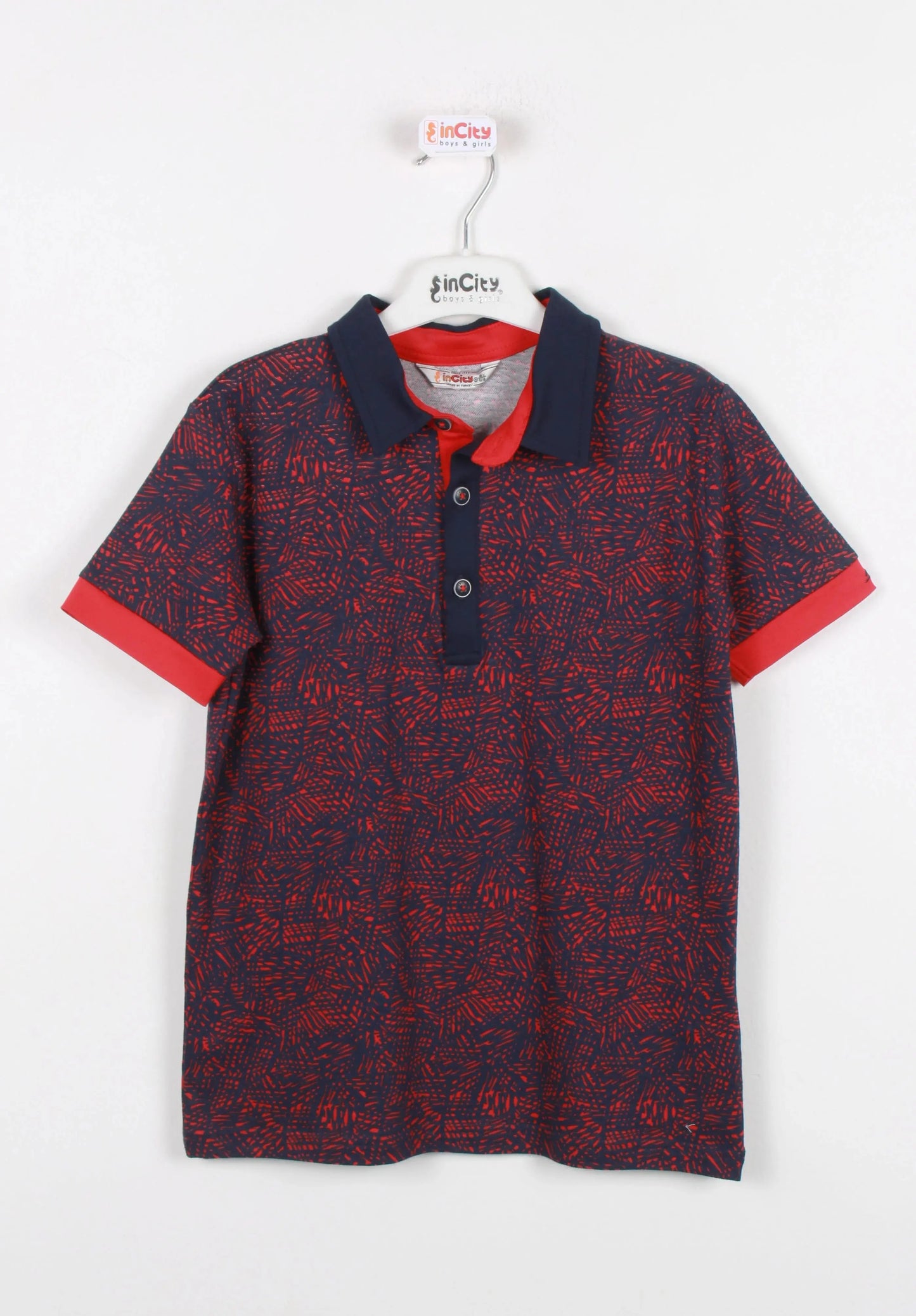 InCity Kids Boys Collared Printed Short Sleeve Button Polo Shirt InCity Boys & Girls