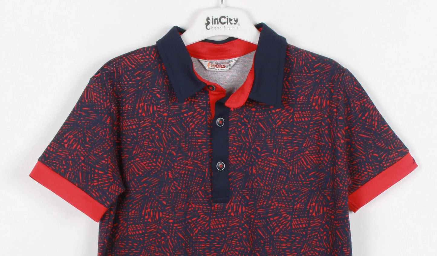 InCity Kids Boys Collared Printed Short Sleeve Button Polo Shirt InCity Boys & Girls