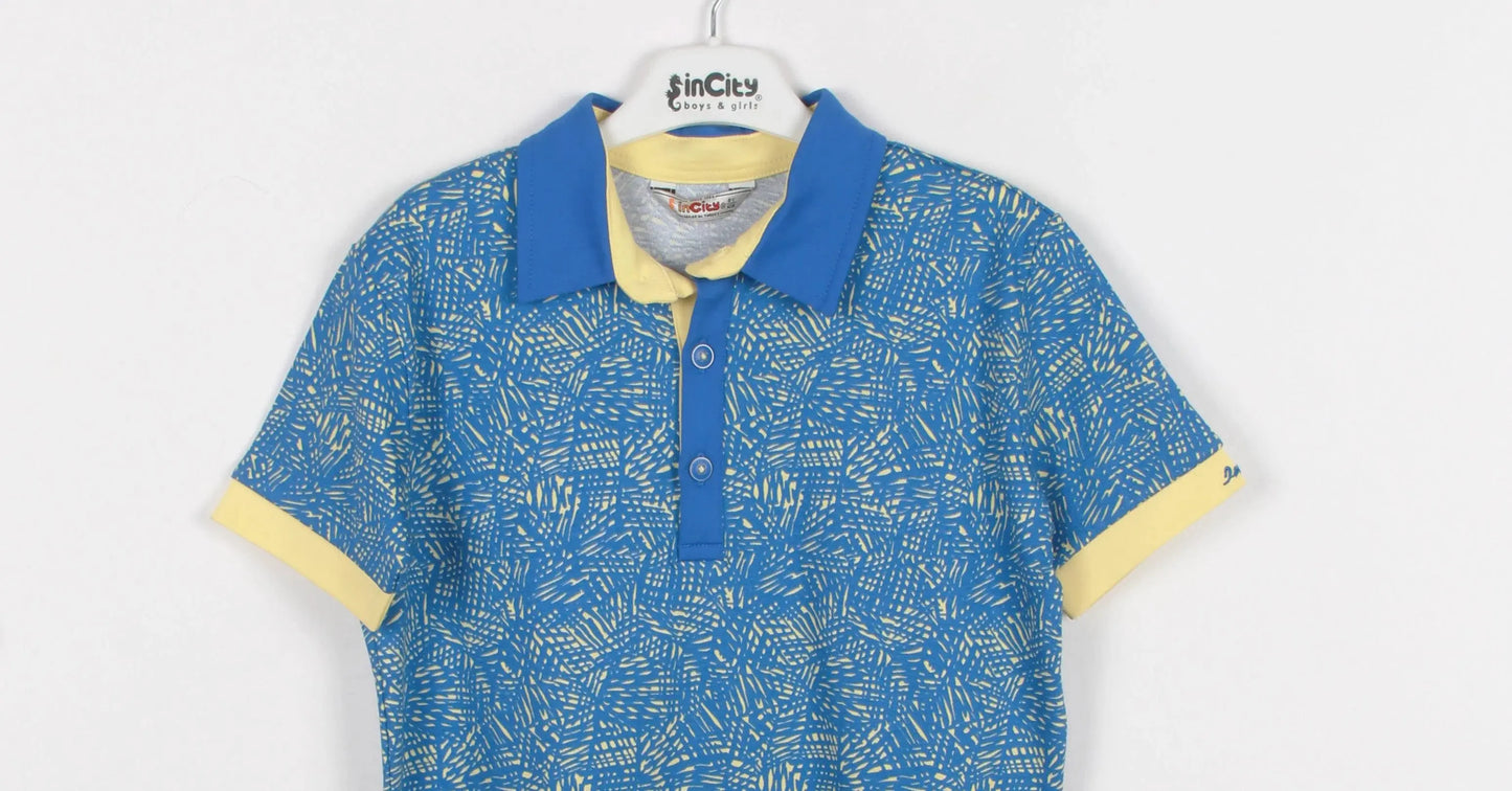InCity Kids Boys Collared Printed Short Sleeve Button Polo Shirt InCity Boys & Girls