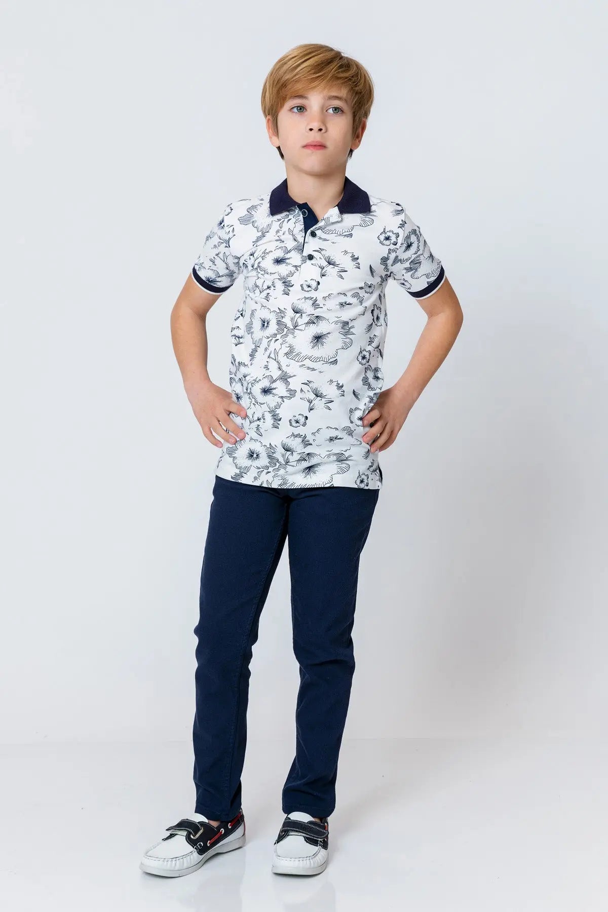 InCity Kids Boys Floral Print Short Sleeve Polo Shirt InCity Boys & Girls