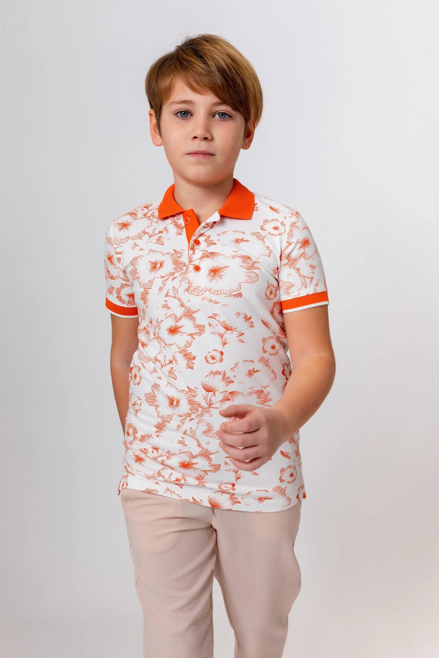 InCity Kids Boys Floral Print Short Sleeve Polo Shirt InCity Boys & Girls