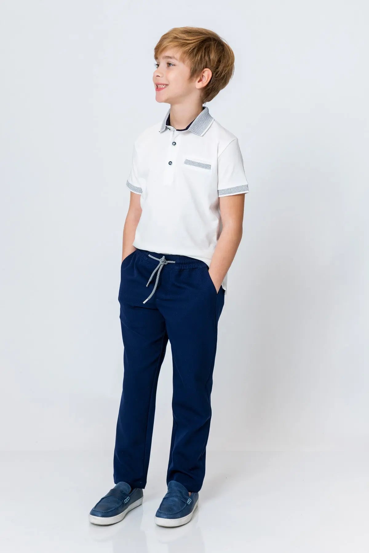 InCity Kids Boys Pattern Collar Sleeve Button Short Sleeve Polo Shirt InCity Boys & Girls