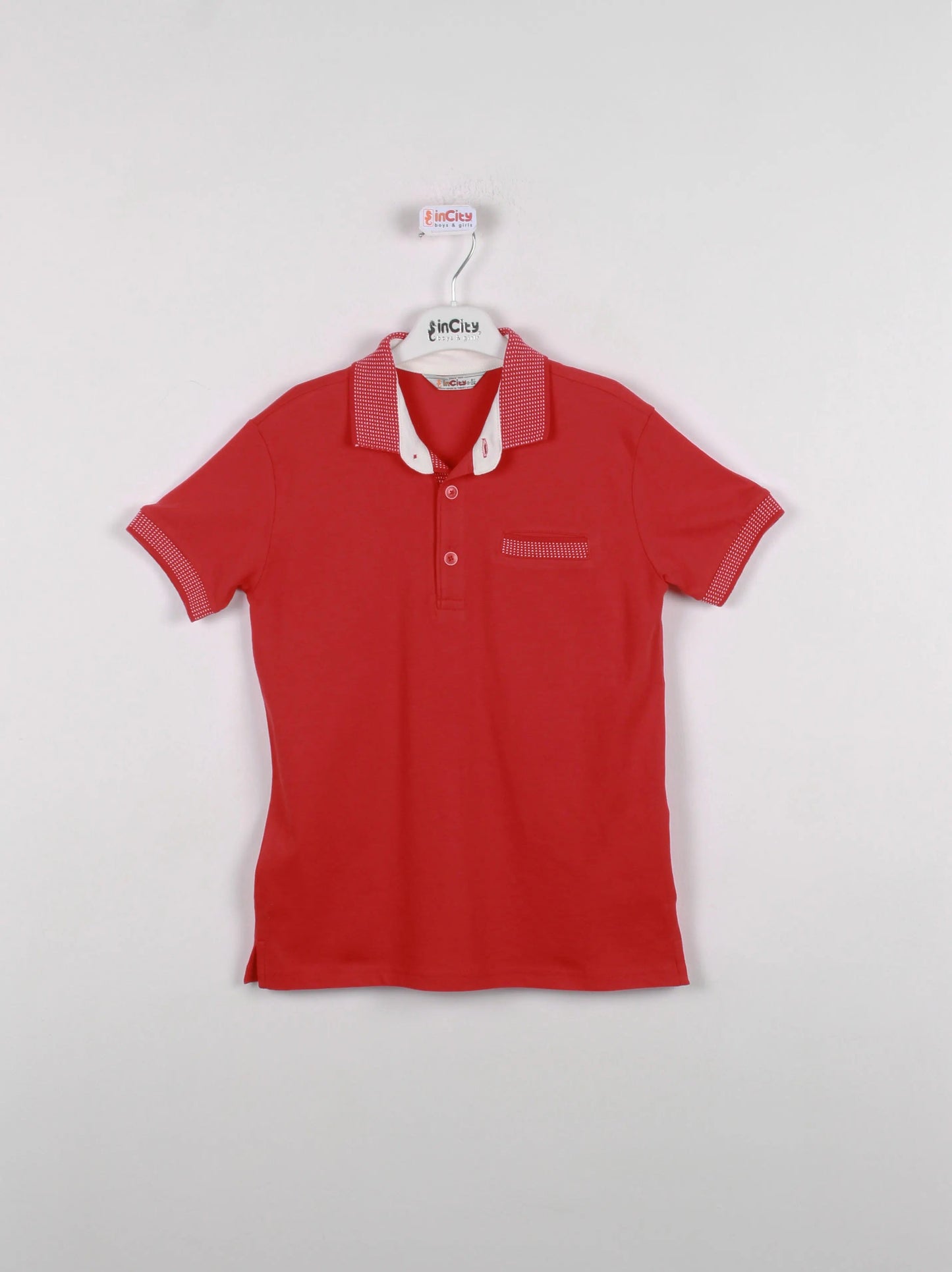 InCity Kids Boys Pattern Collar Sleeve Button Short Sleeve Polo Shirt InCity Boys & Girls