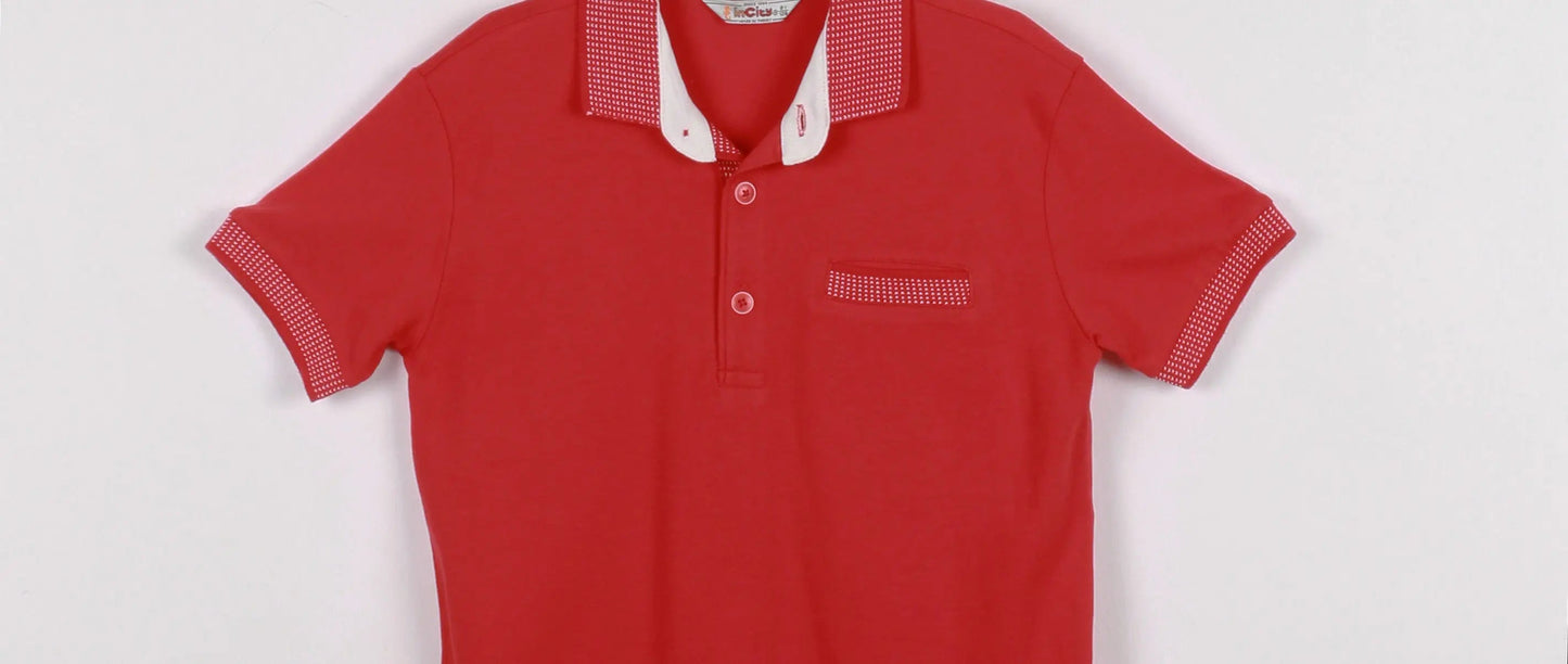 InCity Kids Boys Pattern Collar Sleeve Button Short Sleeve Polo Shirt InCity Boys & Girls