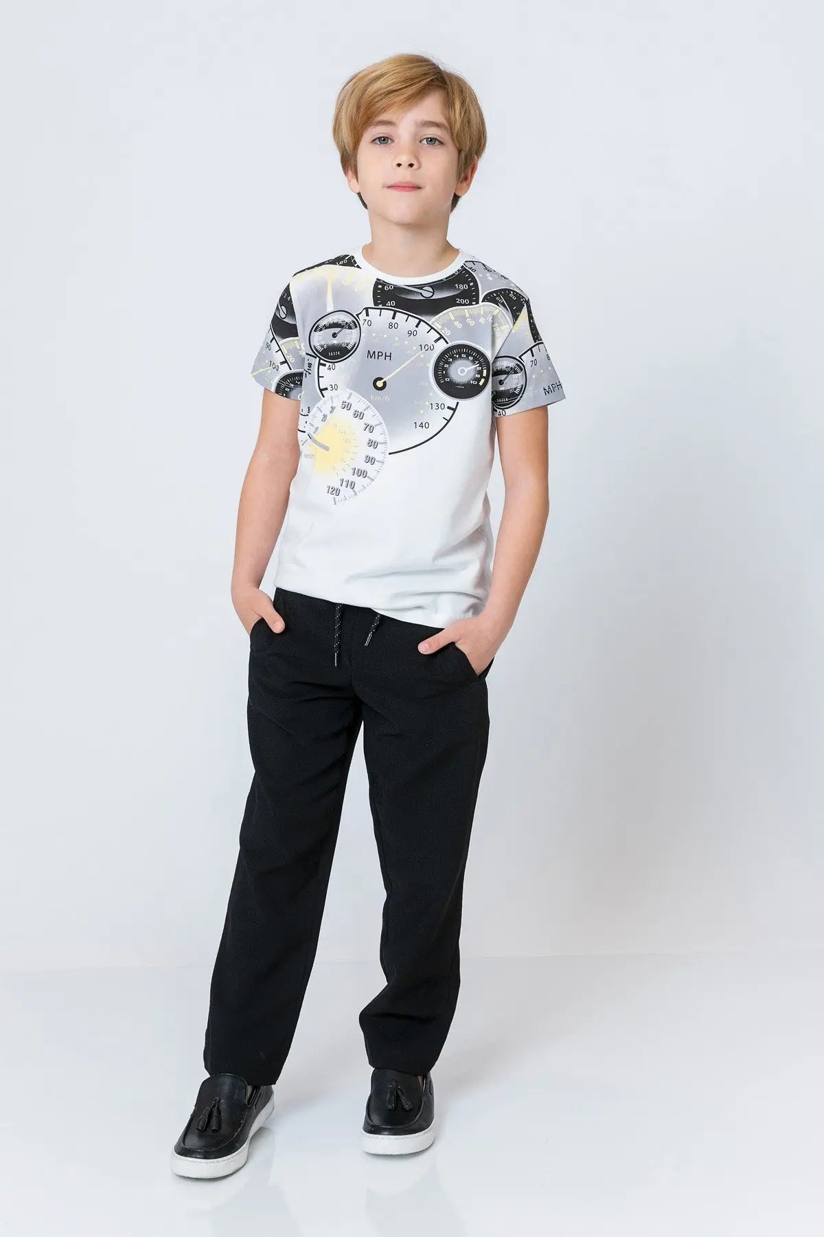 InCity Kids Boys Round Neck Short Sleeve Speedometer T-Shirt InCity Boys & Girls