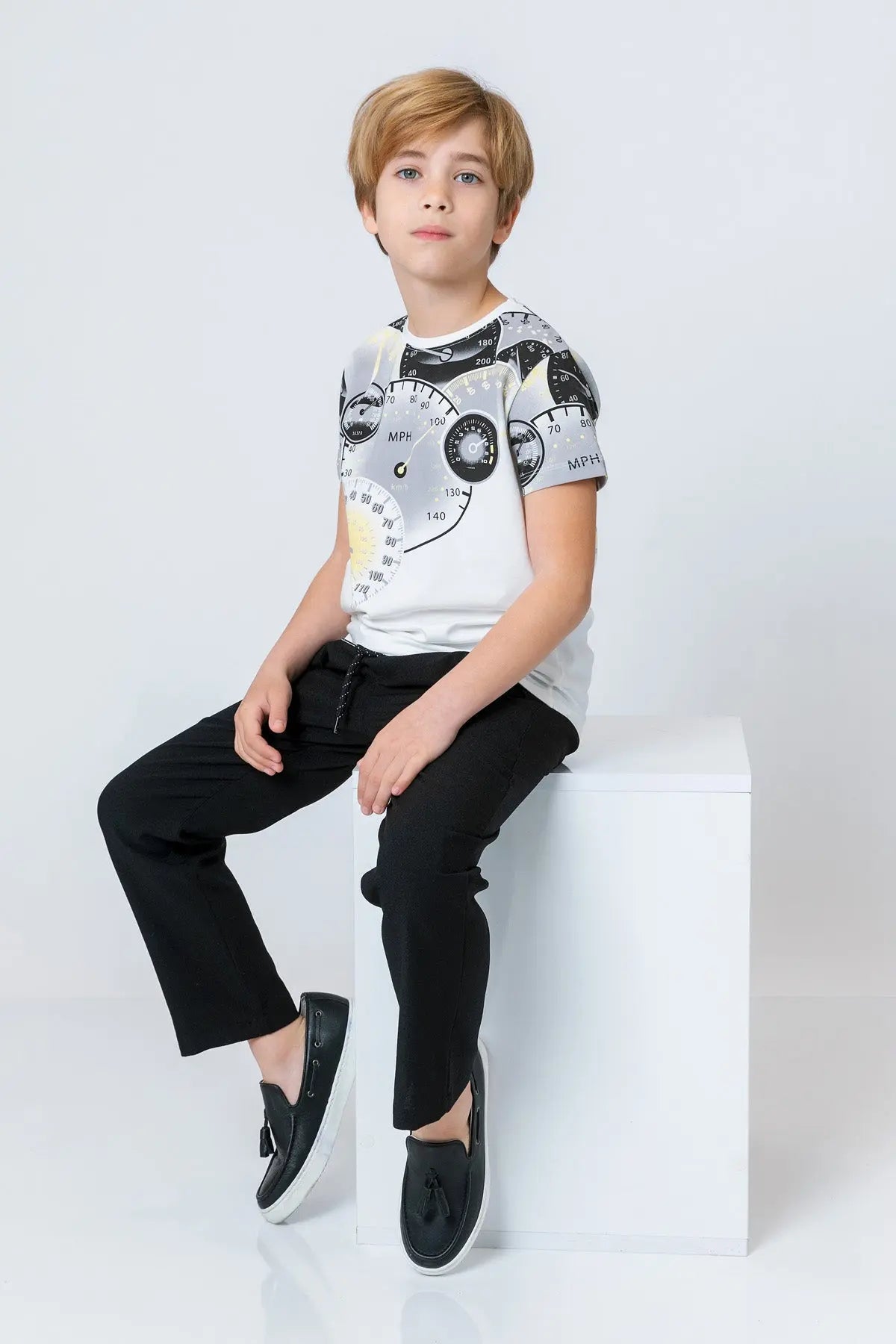 InCity Kids Boys Round Neck Short Sleeve Speedometer T-Shirt InCity Boys & Girls