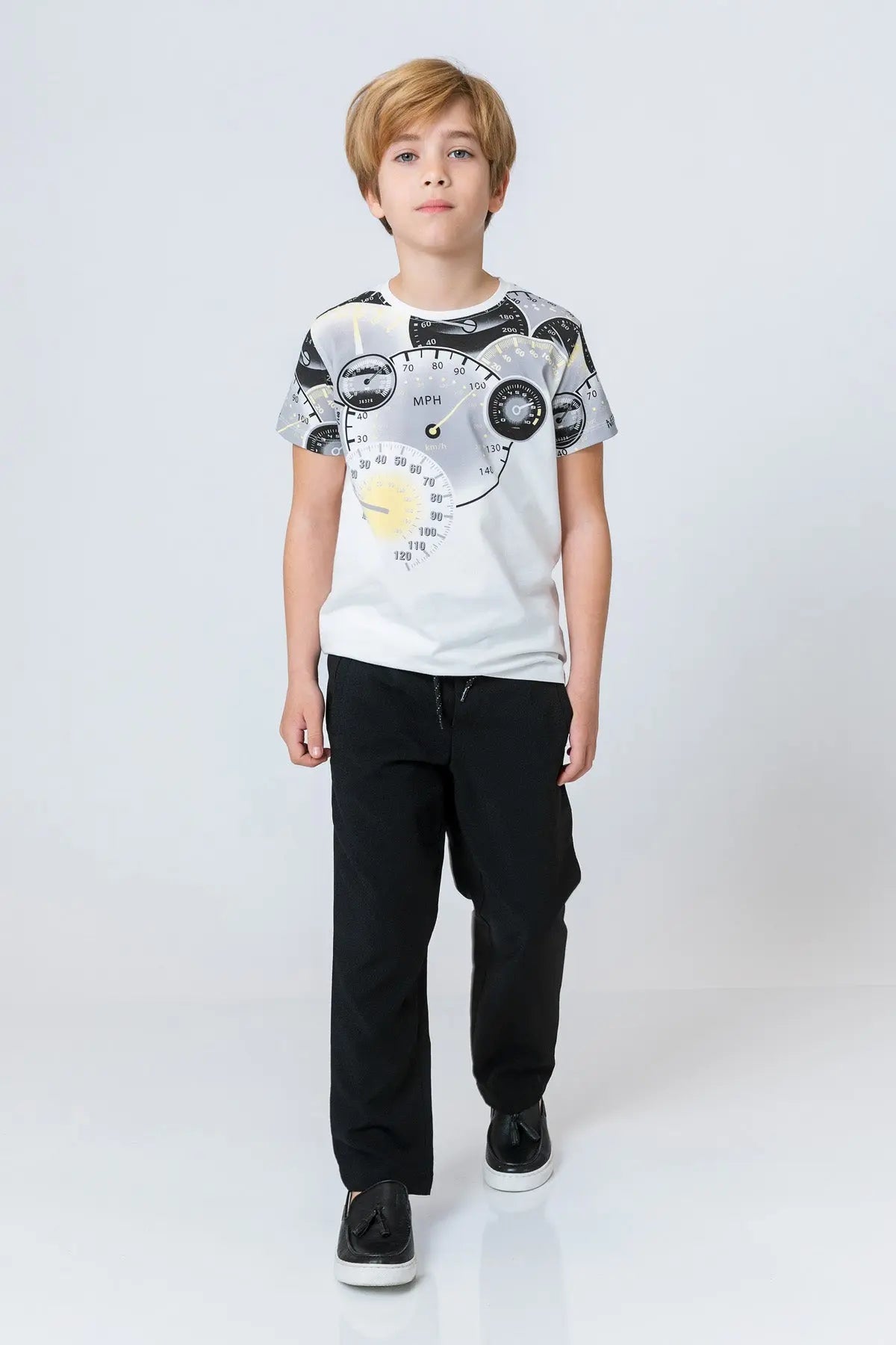 InCity Kids Boys Round Neck Short Sleeve Speedometer T-Shirt InCity Boys & Girls