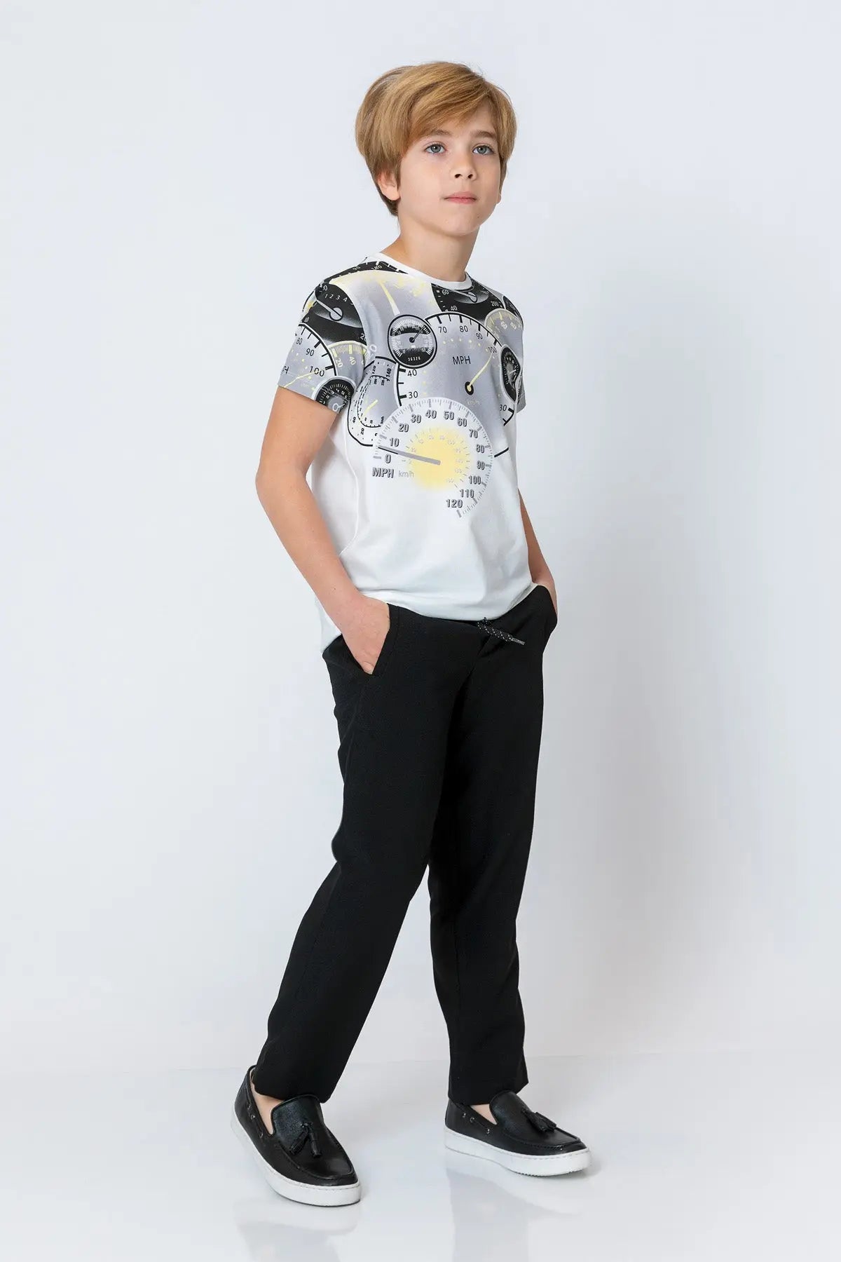 InCity Kids Boys Round Neck Short Sleeve Speedometer T-Shirt InCity Boys & Girls