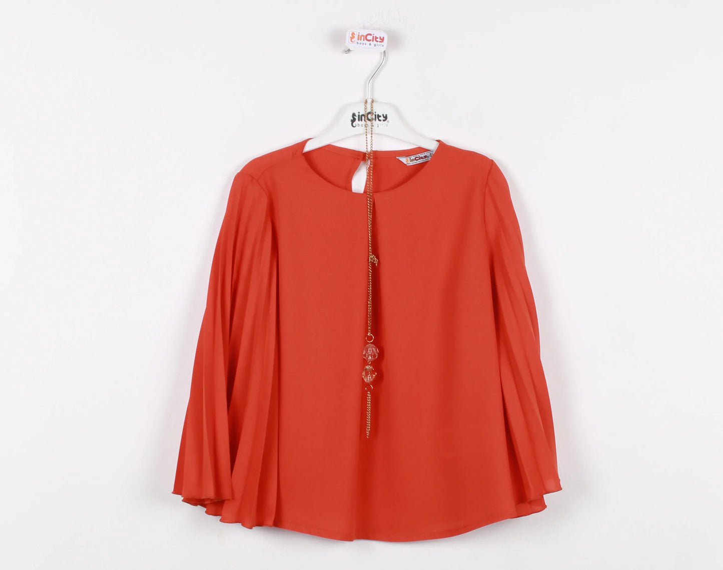 InCity Kids Girls Solid Round Neck Dress Blouse InCity Boys & Girls