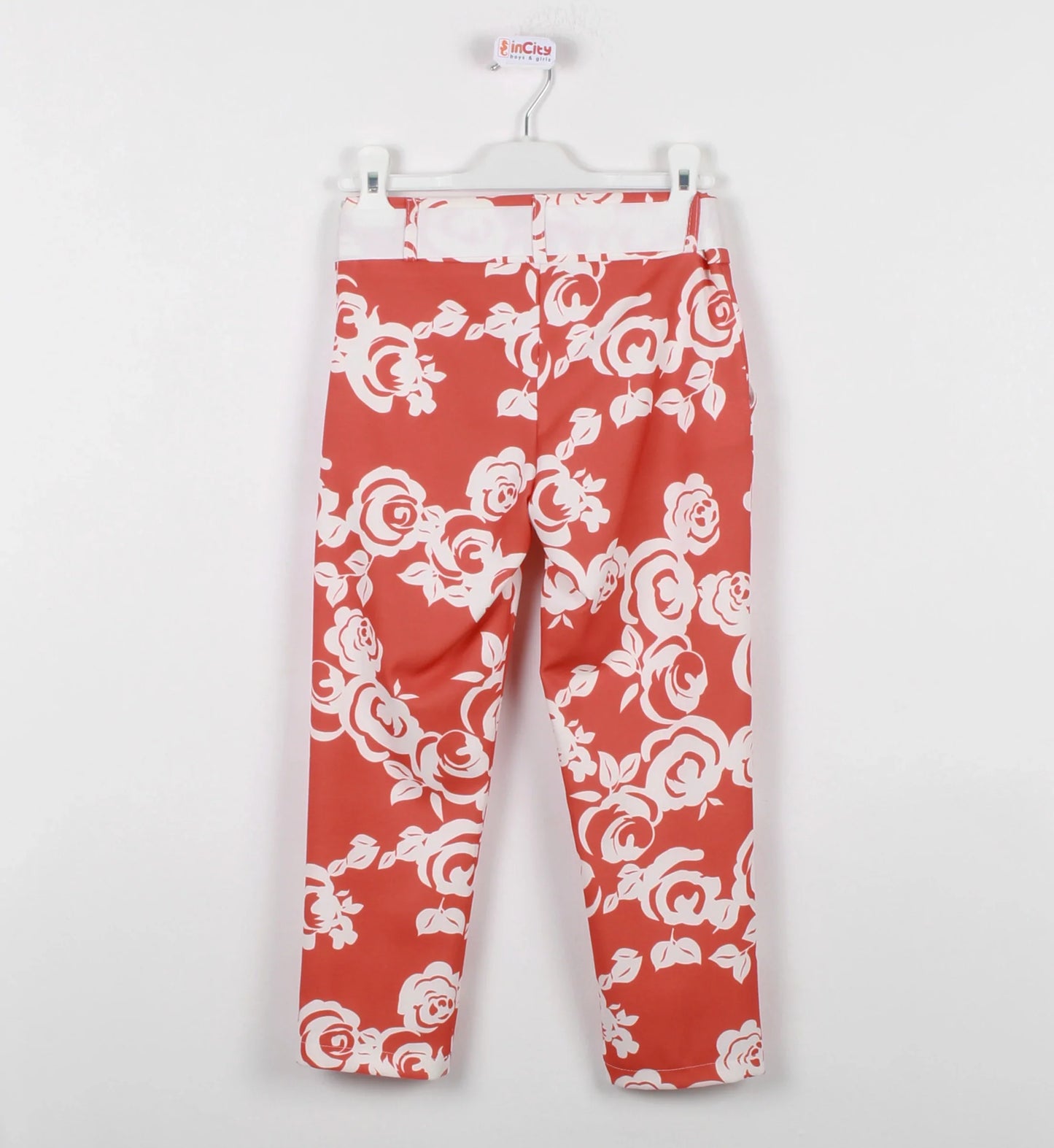 InCity Kids Girls Ribbon Belted Floral Straight Leg Dress Pants InCity Boys & Girls