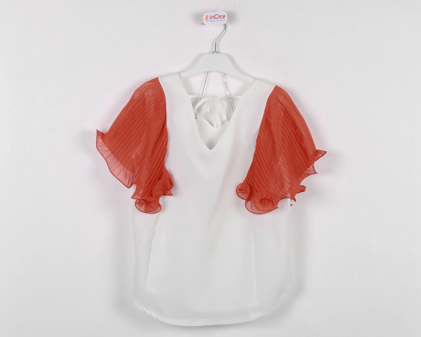 InCity Kids Girls Tie Neck Colorful Ruffle Sleeve Dress Blouse InCity Boys & Girls