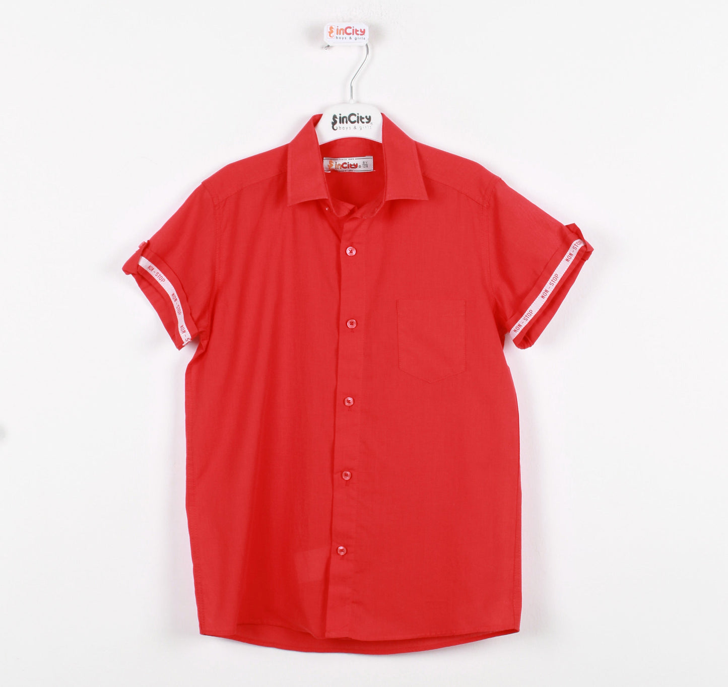 InCity Kids Boys Collared Short Sleeve Solid Pocket Button-Down Shirt InCity Boys & Girls