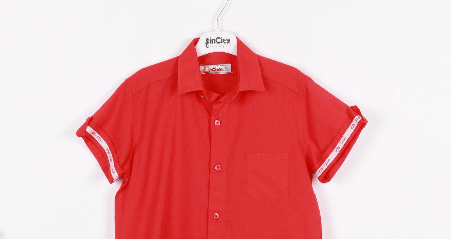 InCity Kids Boys Collared Short Sleeve Solid Pocket Button-Down Shirt InCity Boys & Girls