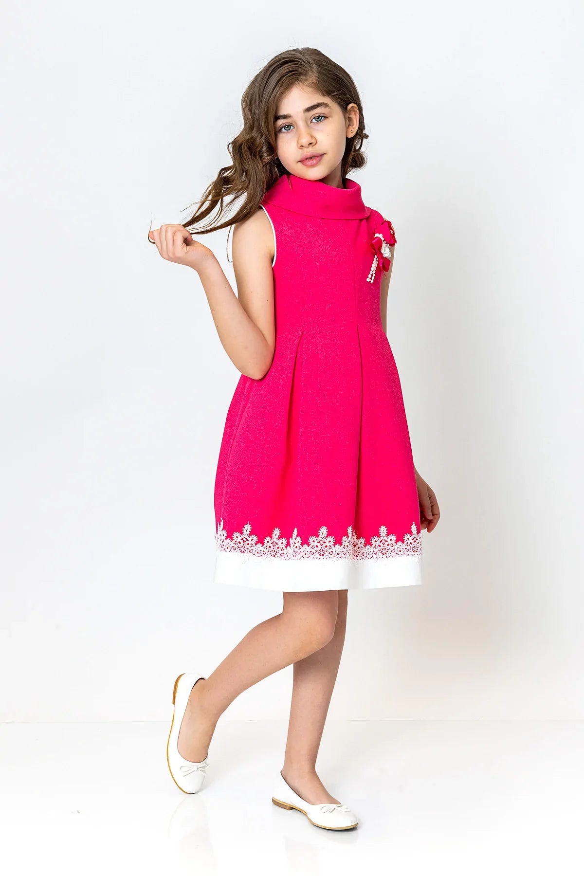 InCity Kids Girls Cowl Neck Lace Floral Fashion Dress InCity Boys & Girls