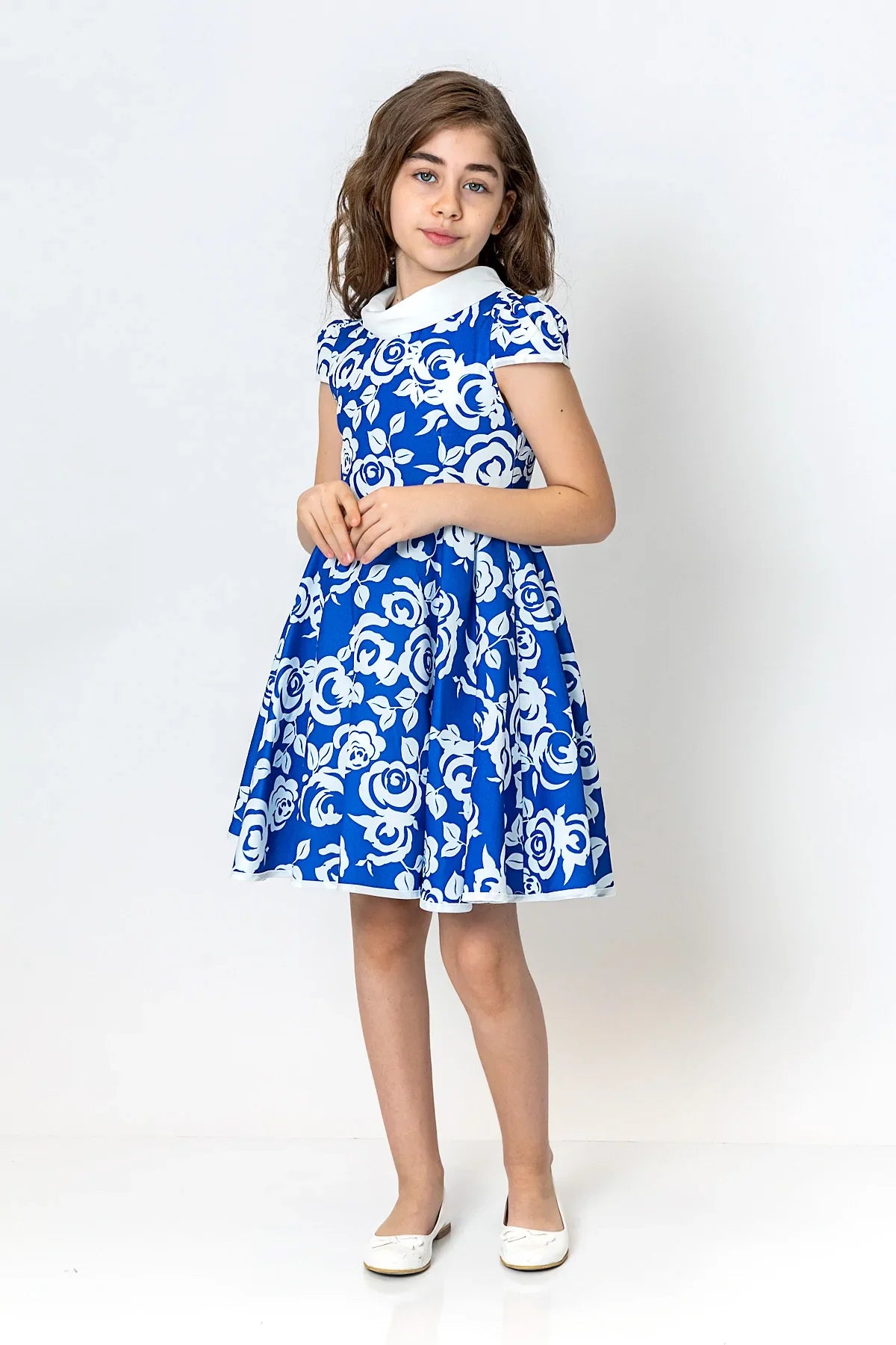 InCity Kids Girls Jabot Collar Floral Ruffle Flare Dress InCity Boys & Girls