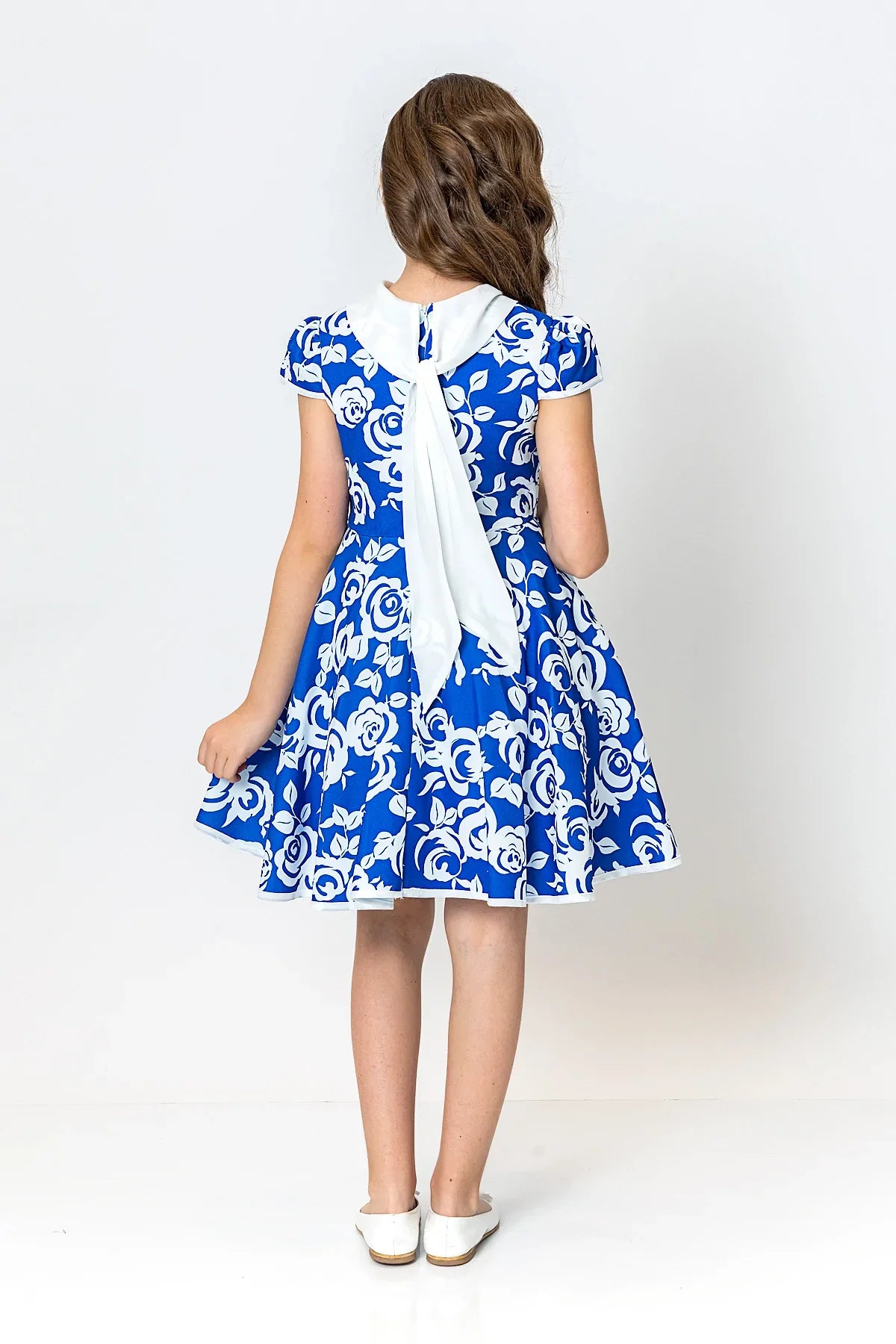 InCity Kids Girls Jabot Collar Floral Ruffle Flare Dress InCity Boys & Girls