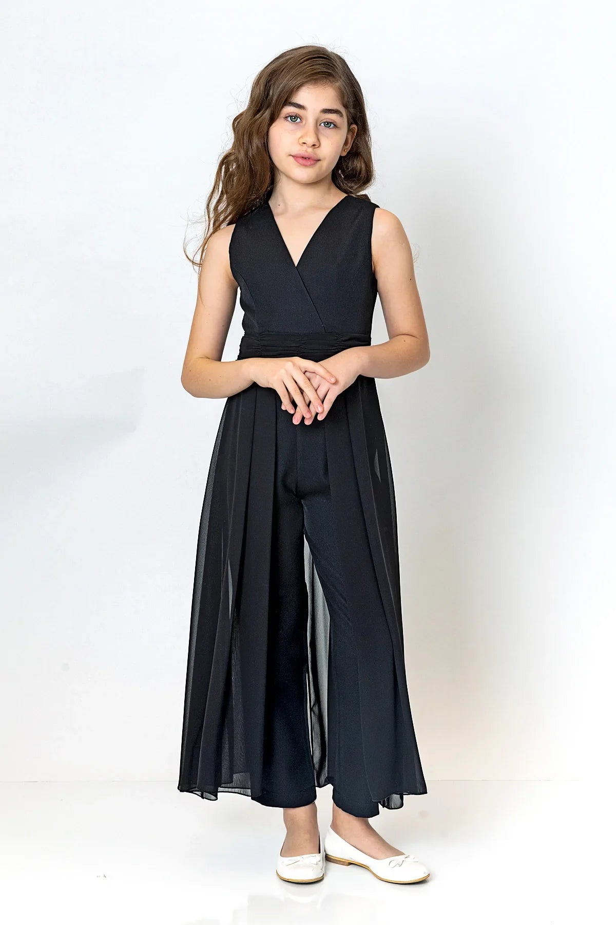 InCity Kids Girls Solid V Neck Sleeveless Gown Jumpsuit InCity Boys & Girls