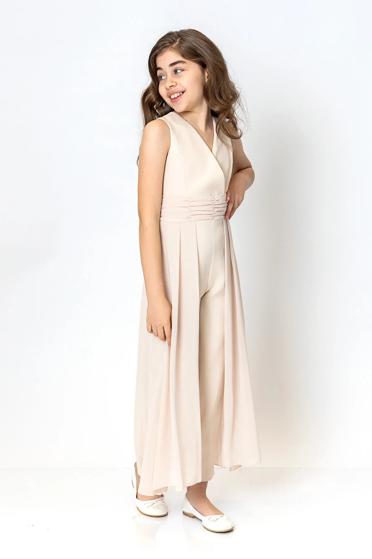 InCity Kids Girls Solid V Neck Sleeveless Gown Jumpsuit InCity Boys & Girls