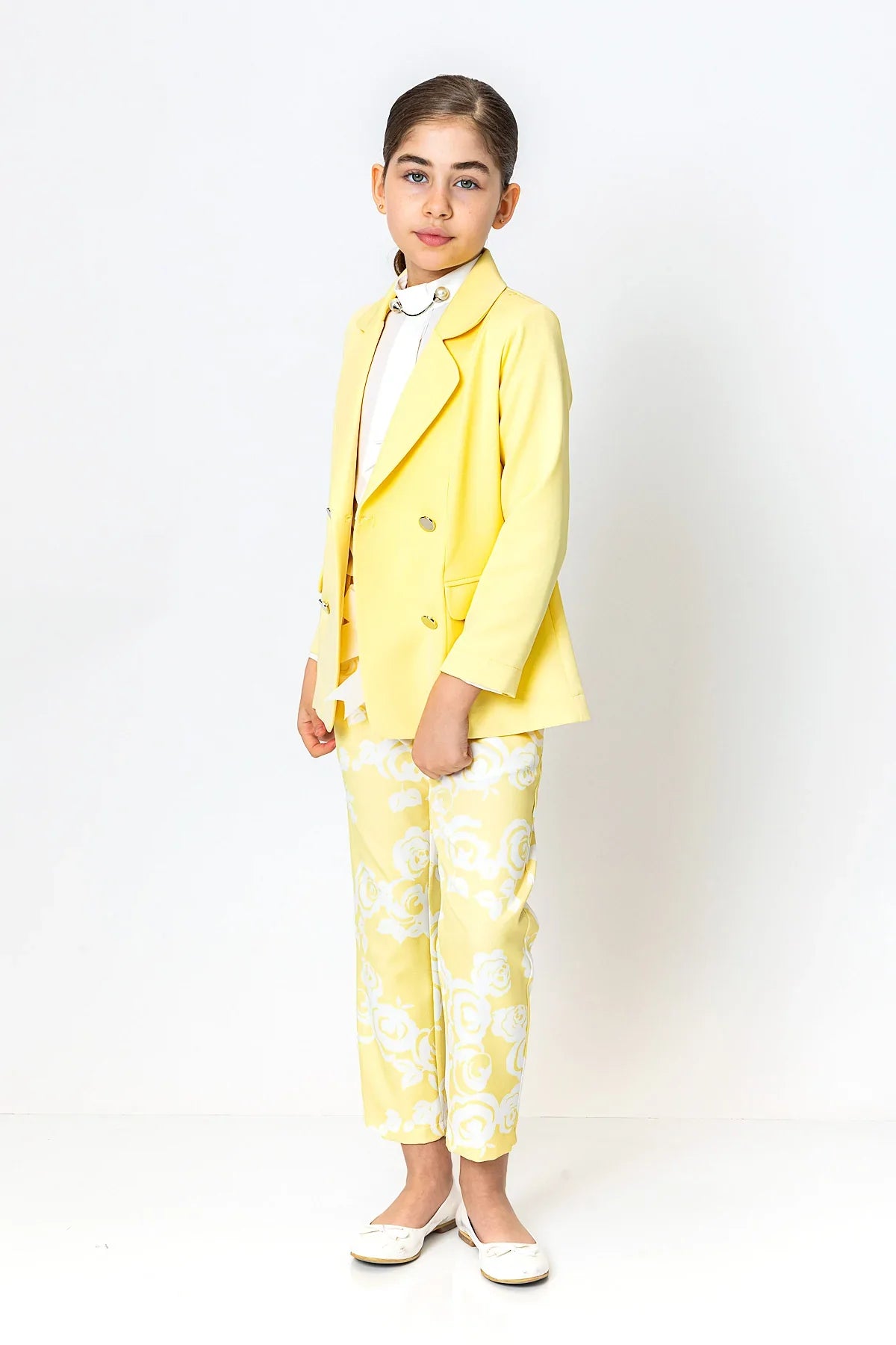 InCity Kids Girls Ribbon Belted Floral Straight Leg Dress Pants InCity Boys & Girls