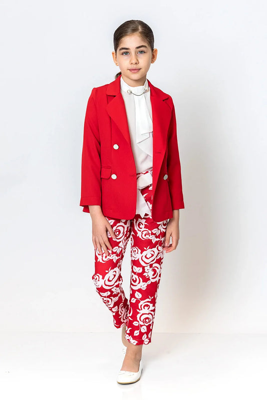 InCity Kids Girls Ribbon Belted Floral Straight Leg Dress Pants InCity Boys & Girls