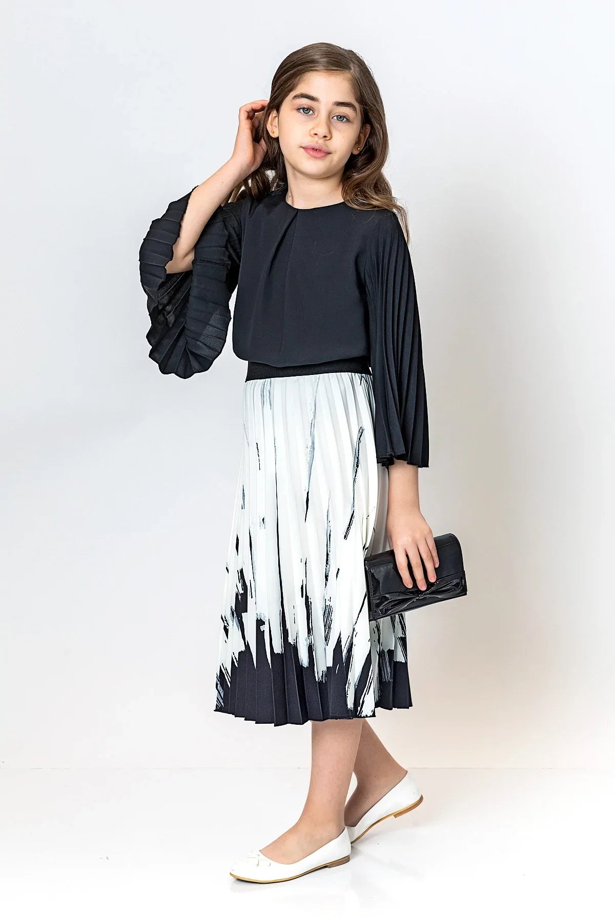 InCity Kids Girls Solid Round Neck Dress Blouse InCity Boys & Girls