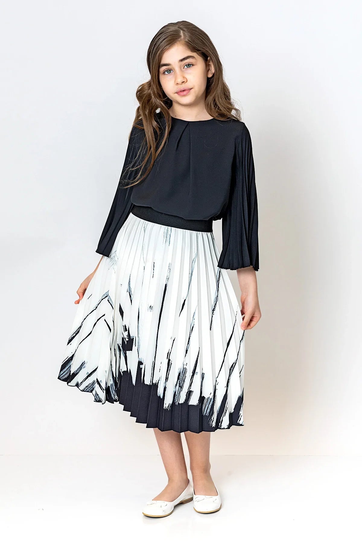 InCity Kids Girls Solid Round Neck Dress Blouse InCity Boys & Girls