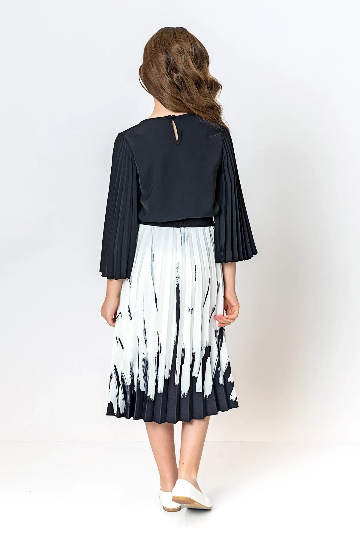 InCity Kids Girls Solid Round Neck Dress Blouse InCity Boys & Girls