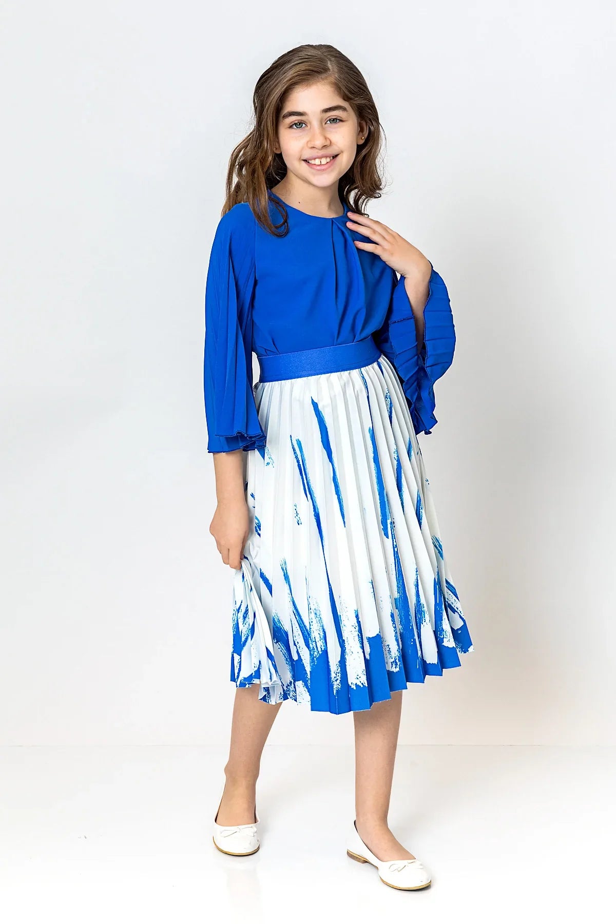 InCity Kids Girls Solid Round Neck Dress Blouse InCity Boys & Girls