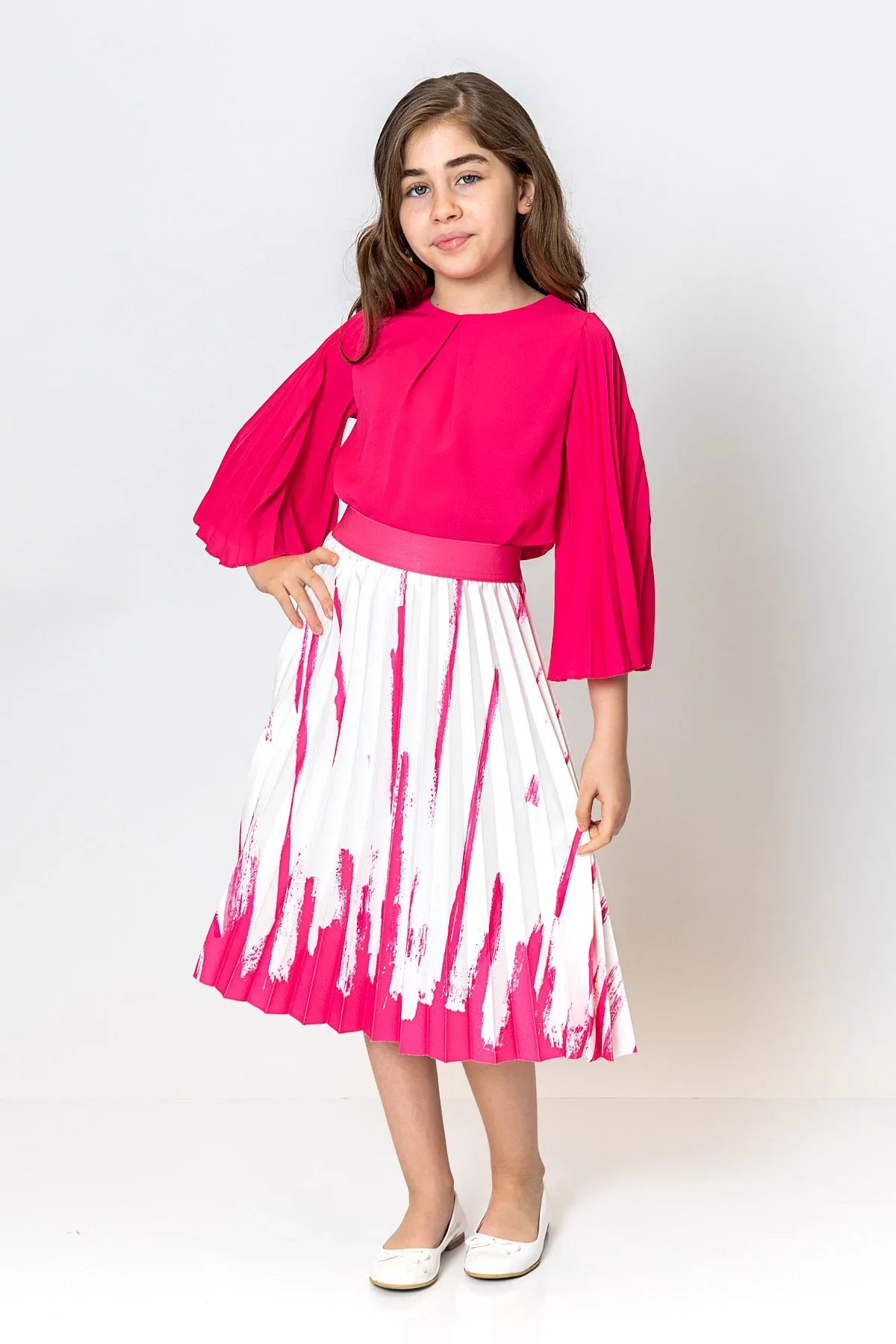 InCity Kids Girls Solid Round Neck Dress Blouse InCity Boys & Girls