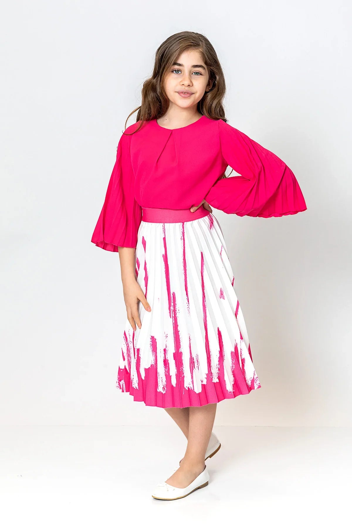 InCity Kids Girls Solid Round Neck Dress Blouse InCity Boys & Girls