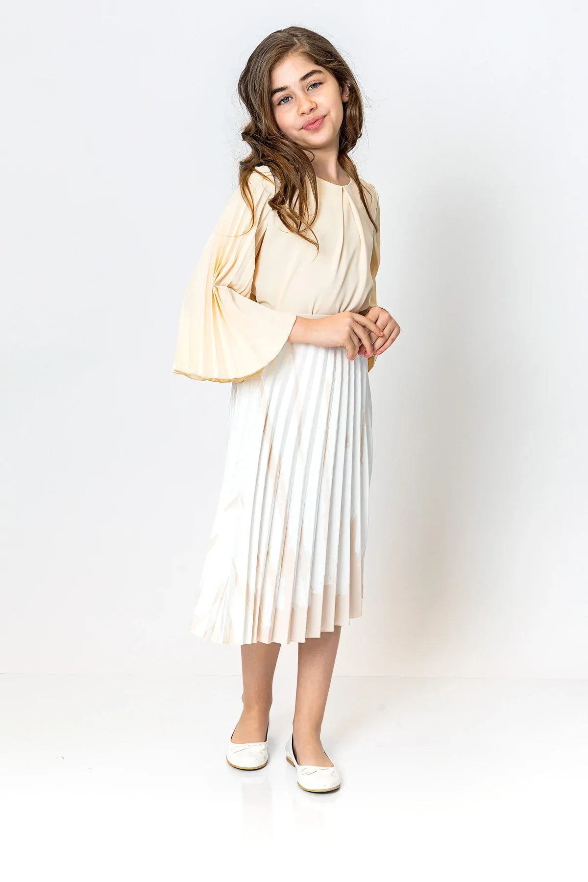 InCity Kids Girls Solid Round Neck Dress Blouse InCity Boys & Girls