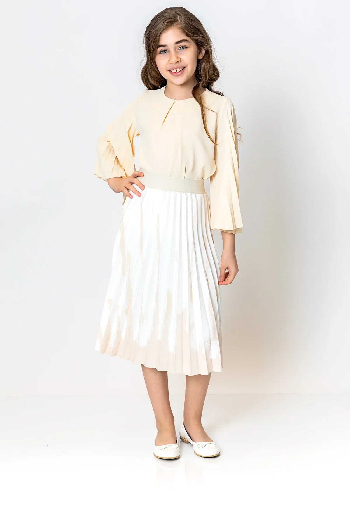 InCity Kids Girls Solid Round Neck Dress Blouse InCity Boys & Girls