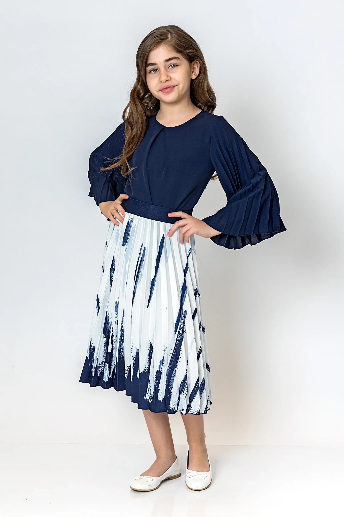 InCity Kids Girls Solid Round Neck Dress Blouse InCity Boys & Girls