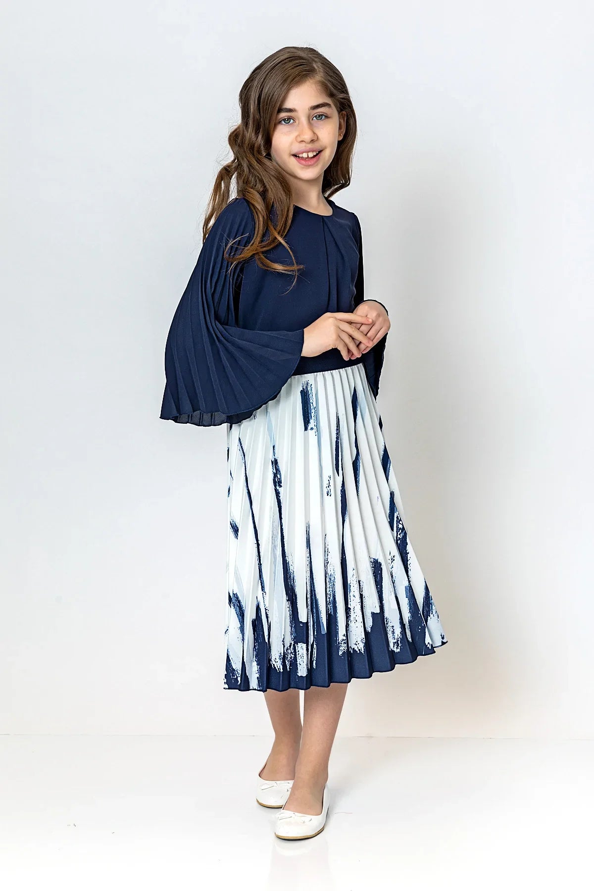 InCity Kids Girls Solid Round Neck Dress Blouse InCity Boys & Girls